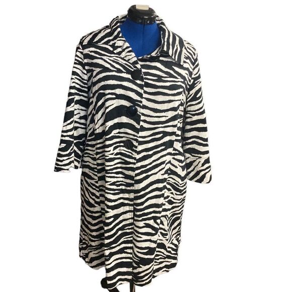 APPRAISAL Women’s Zebra/Animal Print Lightweight  Midi Jacket Size Large - Picture 1 of 12
